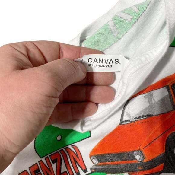 Vintage Car Print Crew Neck T-Shirt White - Picture 3 of 3